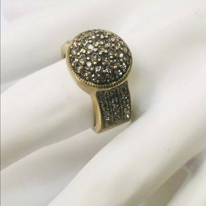 Heidi Daus Belgium Disc Pavé Crystal Ring Bronze